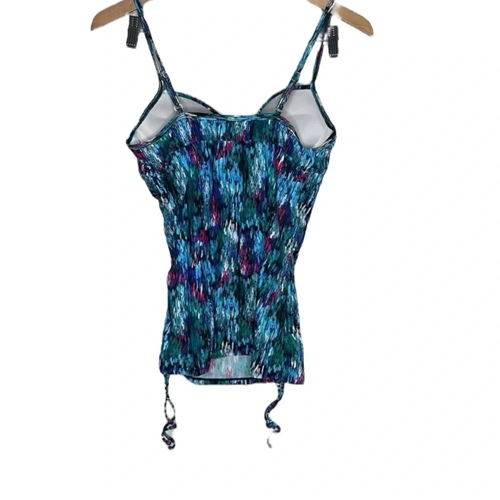 Assets by Spanx Blue Black Underwire Push Up Tankini Swim Top ONLY Women Size M